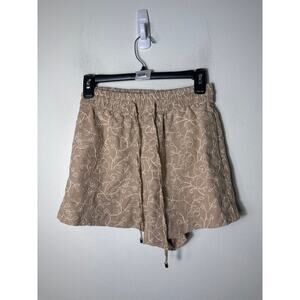 Zara Linen Embroidered Shorts Sz XS